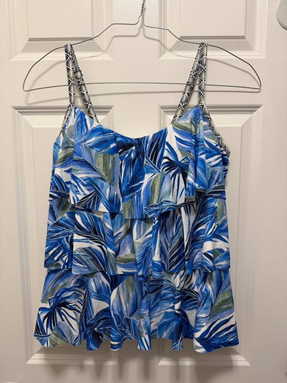 Beach House Blue & Green Tropical Ruffle Swim Tank